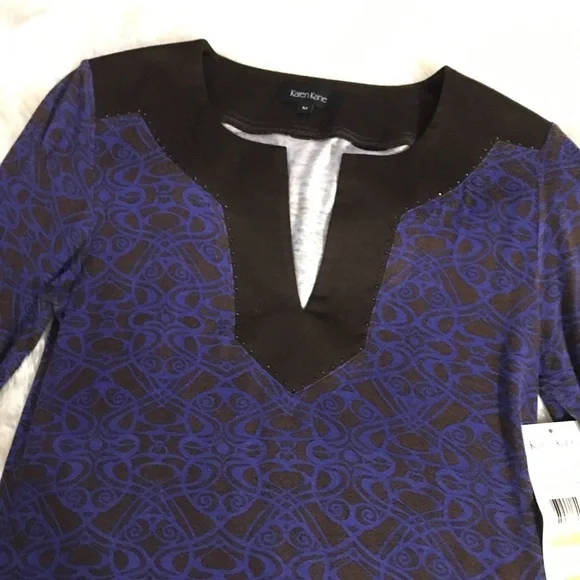 Karen Kane Tunic Blue Streak Banded Tunic - Picture 3 of 7